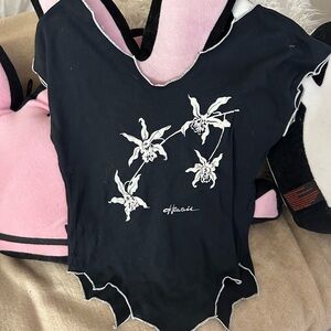 Black Floral Graphic Top